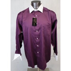 Mens Donald Trump Signature Collection Purple White Dress Shirt 18 34/35 No Iron